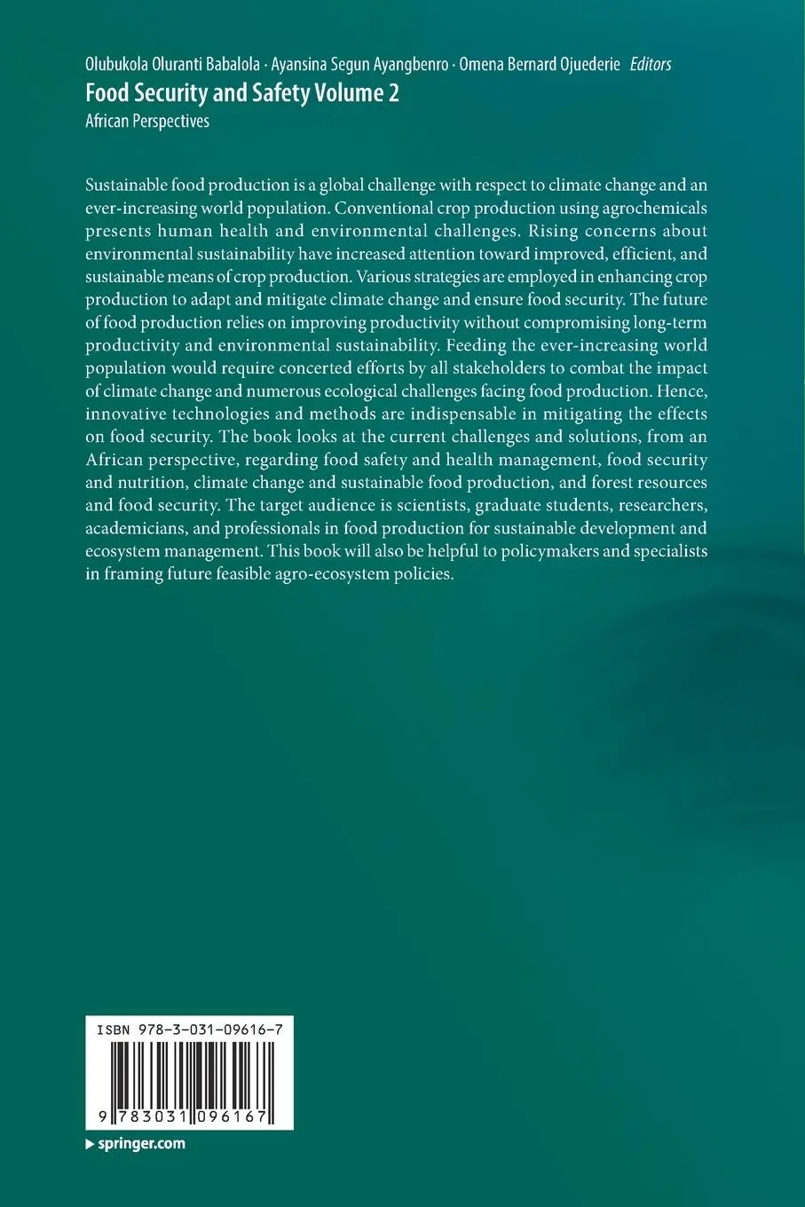 Rückseite: 9783031096167 | Food Security and Safety Volume 2 | African Perspectives | Taschenbuch