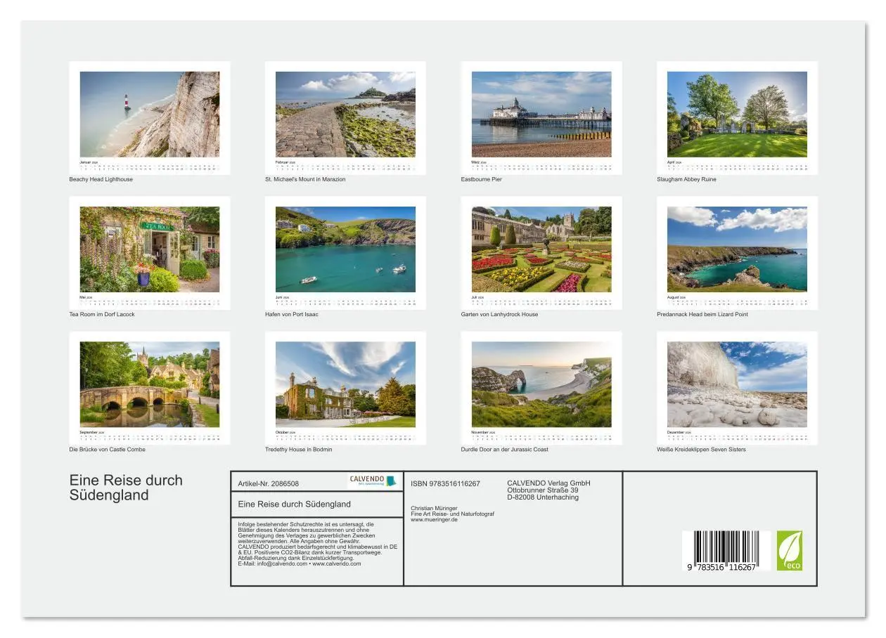 Bild: 9783516116267 | Eine Reise durch Südengland (Wandkalender 2026 DIN A3 quer),...