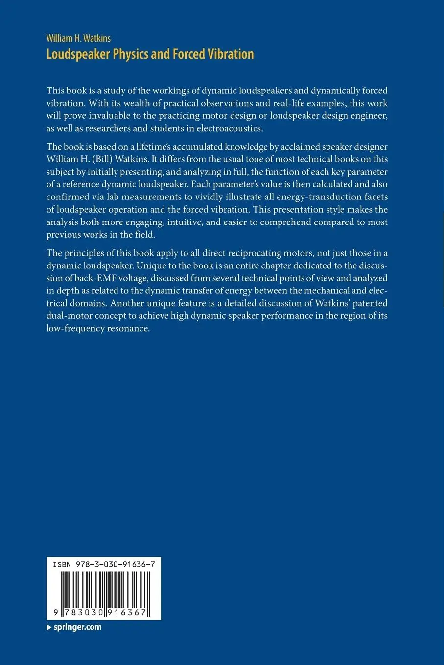 Rückseite: 9783030916367 | Loudspeaker Physics and Forced Vibration | William H. Watkins | Buch