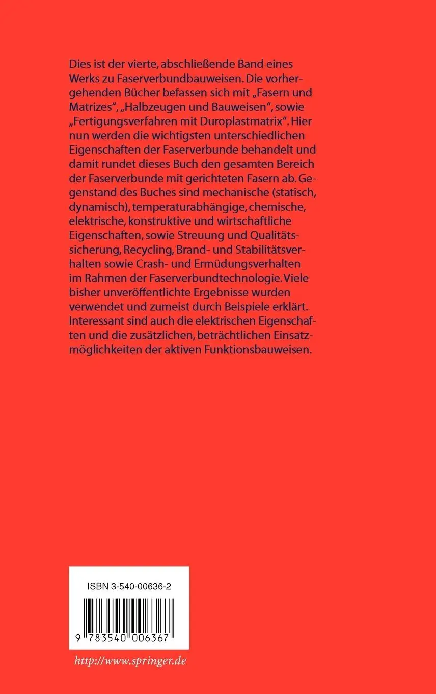 Rückseite: 9783540006367 | Faserverbundbauweisen Eigenschaften | Siegfried Roth (u. a.) | Buch