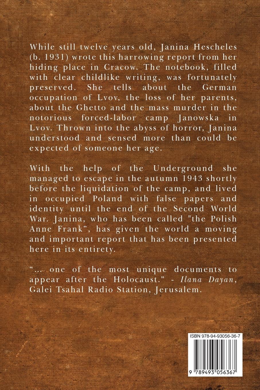Rückseite: 9789493056367 | My Lvov | Holocaust Memoir of a twelve-year-old Girl | Hescheles