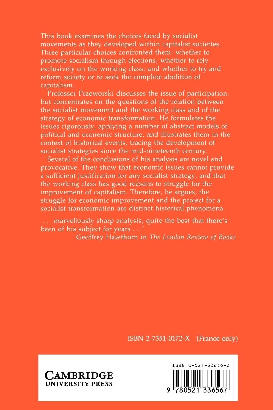 Rückseite: 9780521336567 | Capitalism and Social Democracy | Adam Przeworski | Taschenbuch | 2002