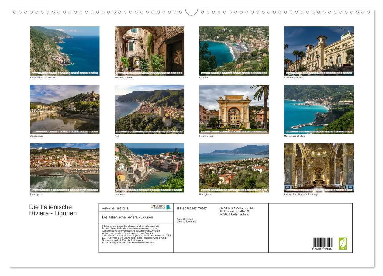 Bild: 9783457476567 | Die Italienische Riviera - Ligurien (Wandkalender 2026 DIN A2...