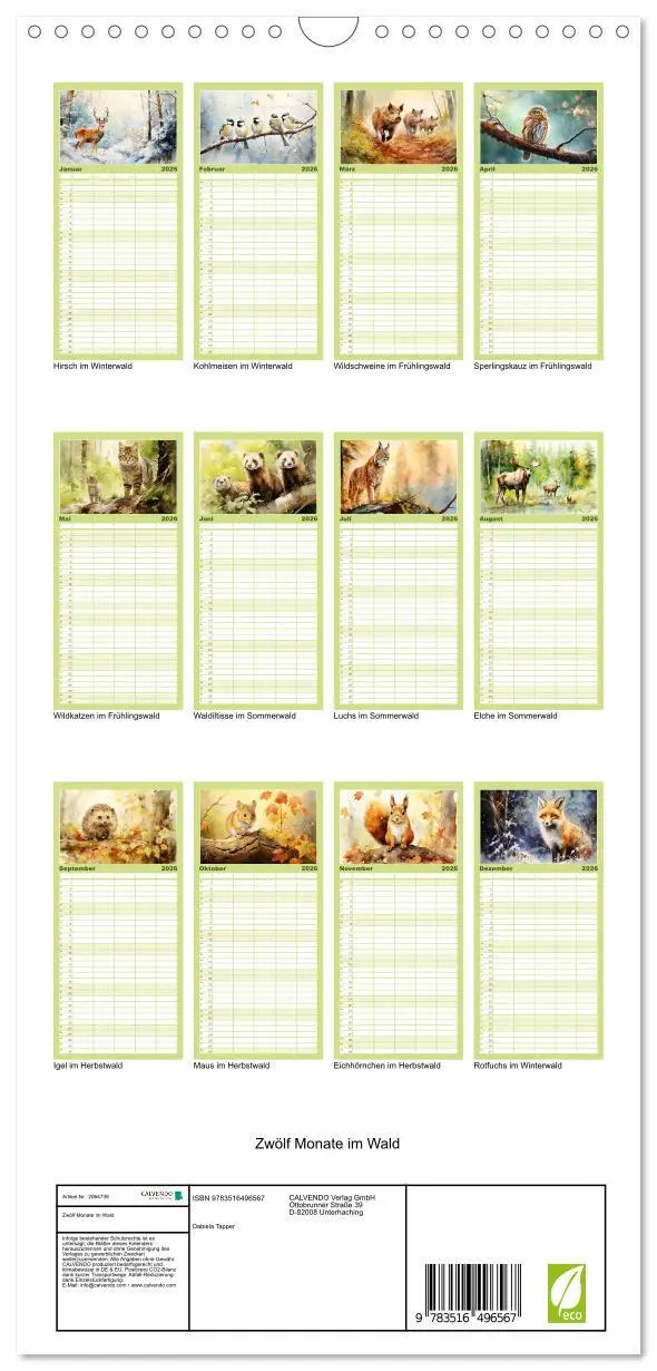 Bild: 9783516496567 | Familienplaner 2026 - Zwölf Monate im Wald mit 5 Spalten...