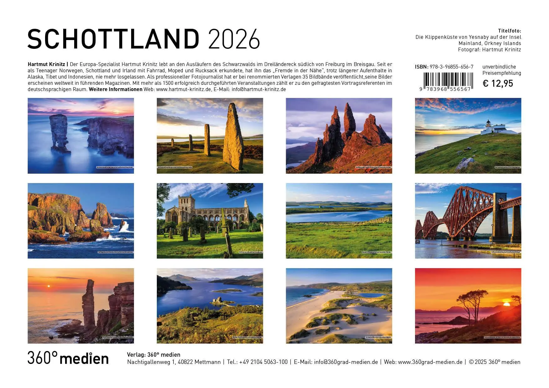 Rückseite: 9783968556567 | Schottland Broschürenkalender 2026 | Hartmut Krinitz | Kalender | 2026
