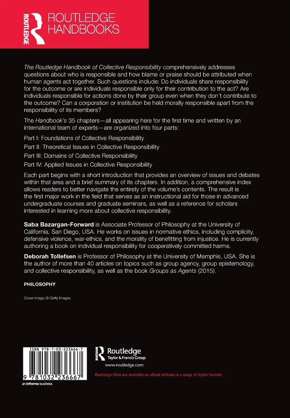Rückseite: 9781032236667 | The Routledge Handbook of Collective Responsibility | Taschenbuch
