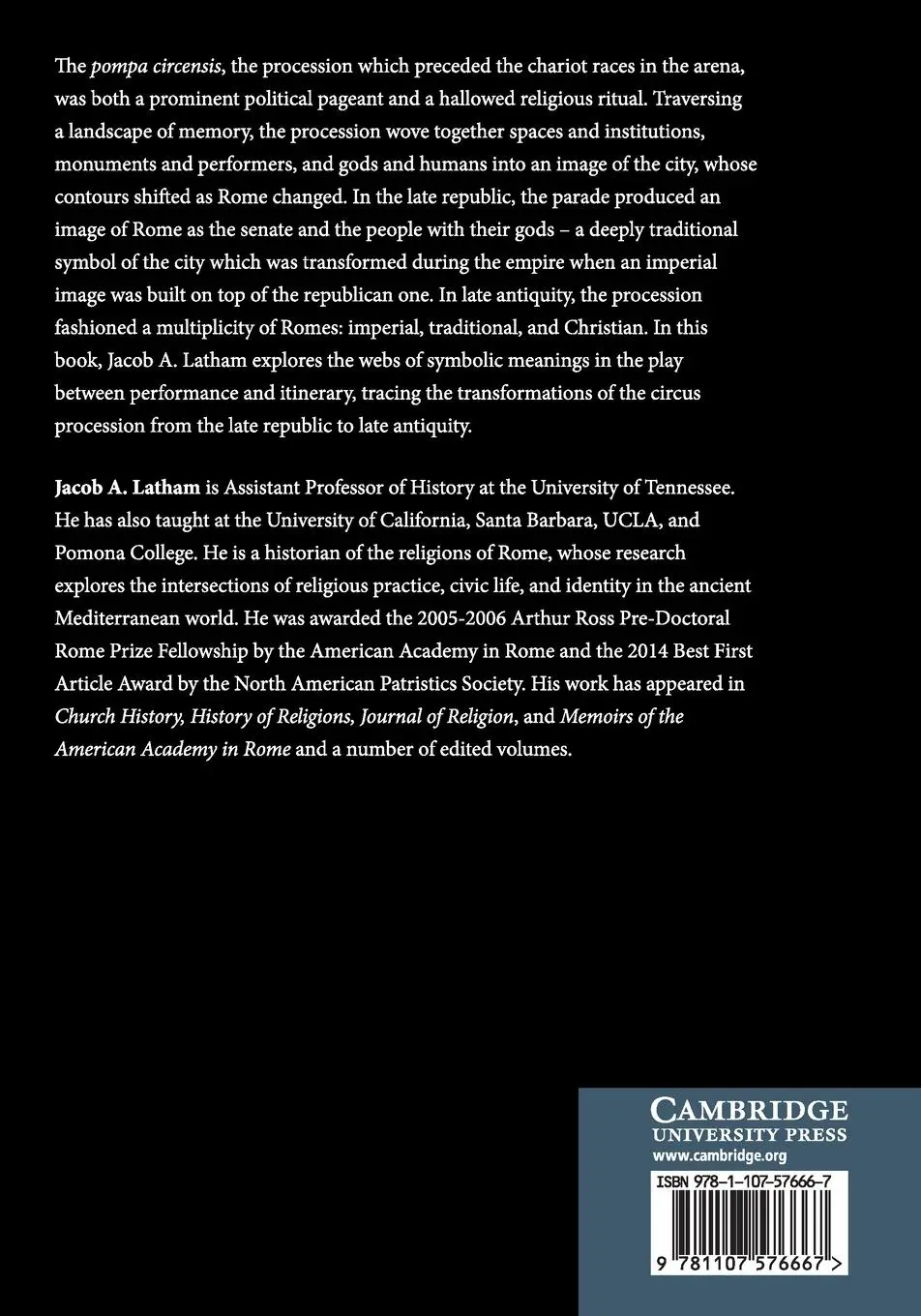 Rückseite: 9781107576667 | Performance, Memory, and Processions in Ancient Rome | Jacob A. Latham