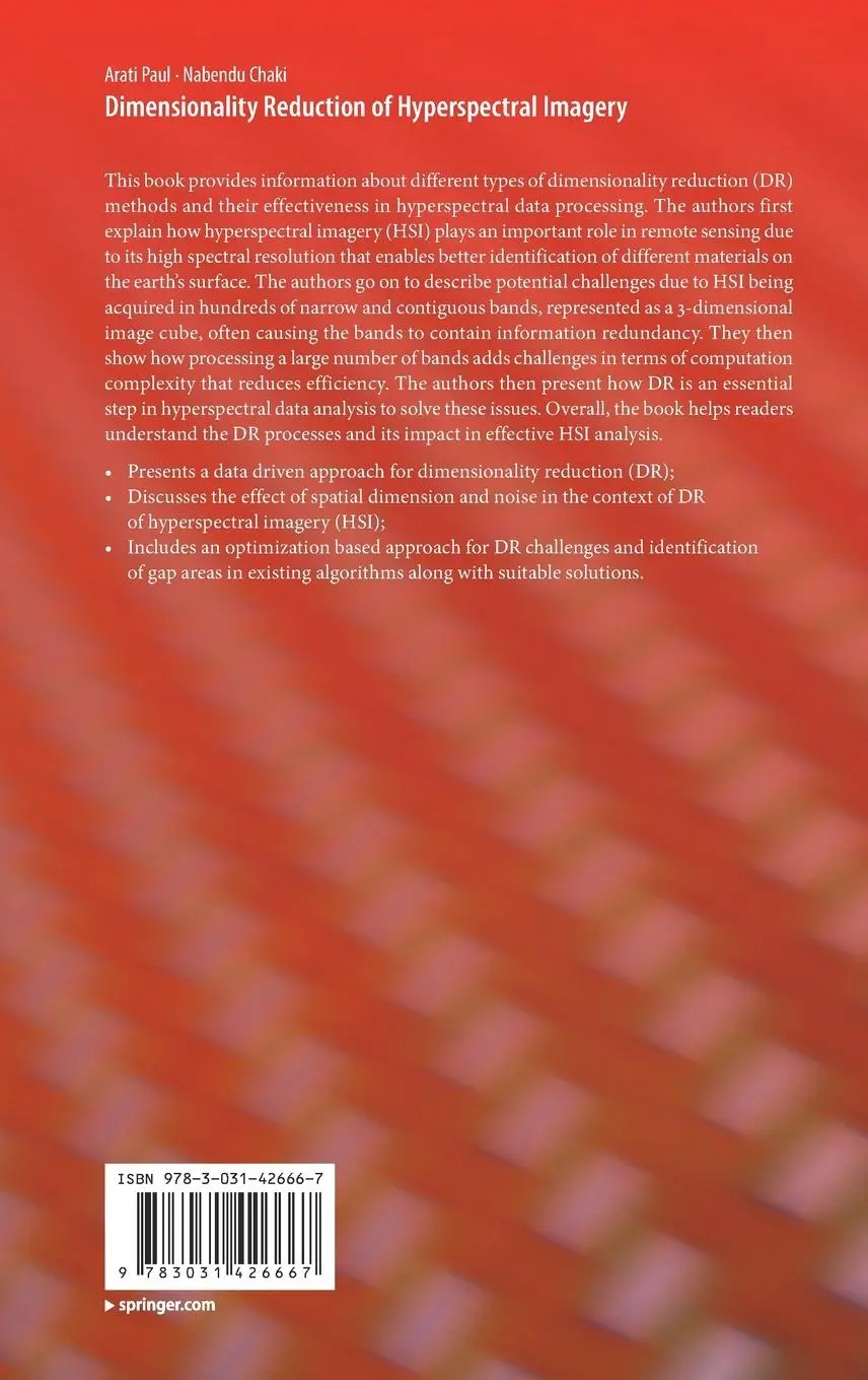 Rückseite: 9783031426667 | Dimensionality Reduction of Hyperspectral Imagery | Chaki (u. a.)