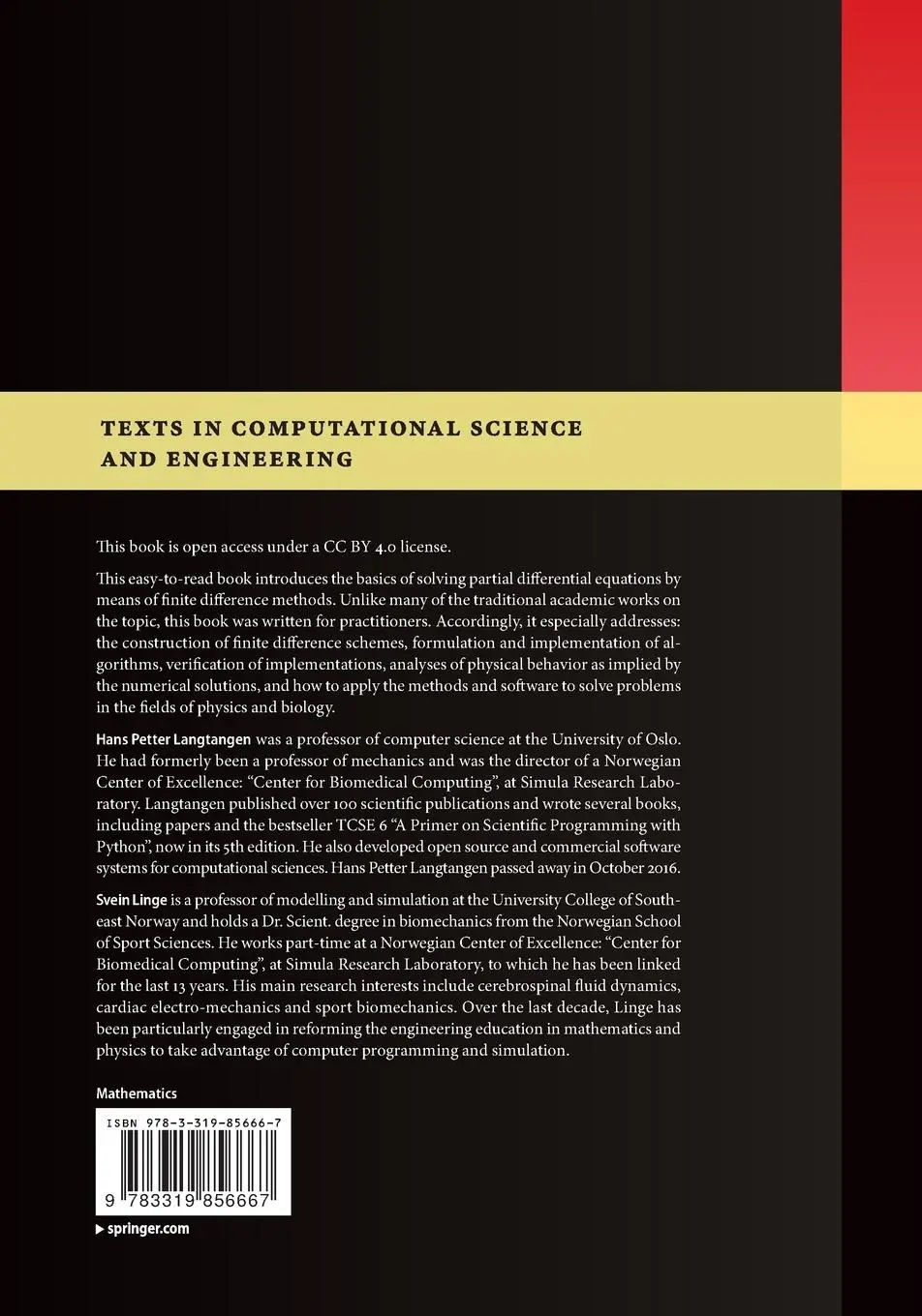 Rückseite: 9783319856667 | Finite Difference Computing with PDEs | A Modern Software Approach