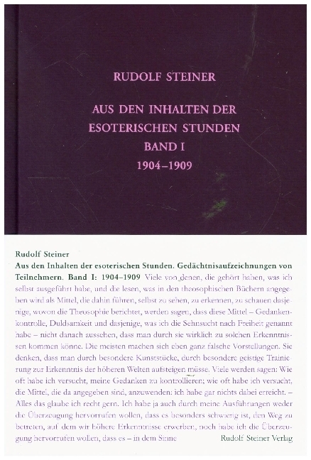Cover: 9783727426667 | Aus den Inhalten der esoterischen Stunden, Band I: 1904-1909 | Steiner