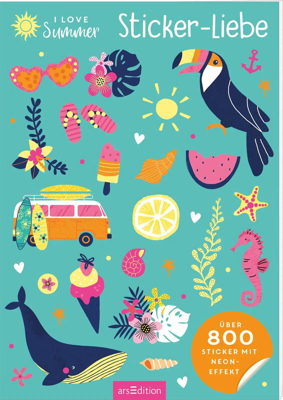Cover: 4014489136767 | I Love Summer - Sticker-Liebe | Über 800 Sticker mit Neoneffekt | 2025