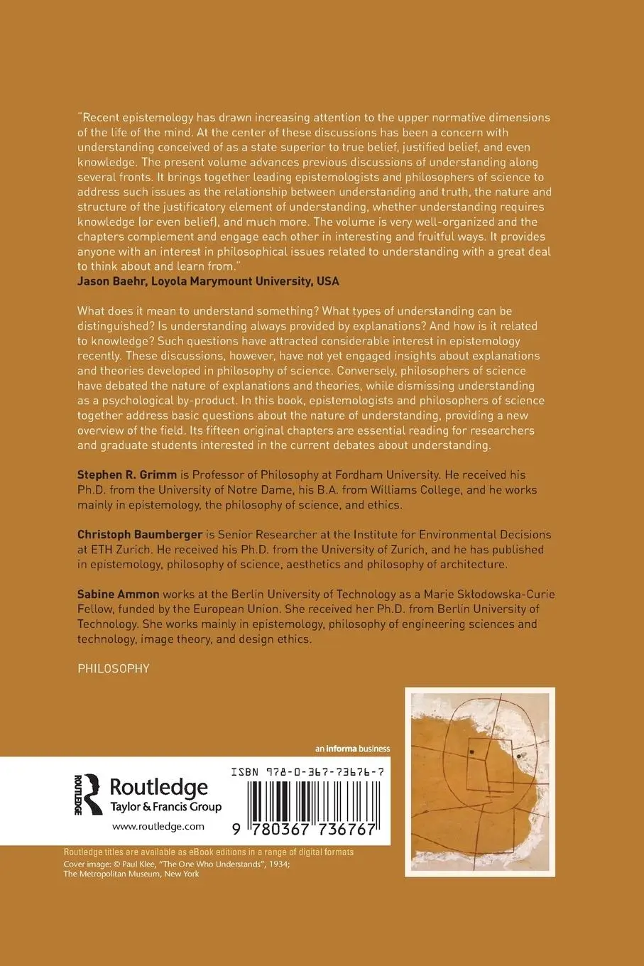 Rückseite: 9780367736767 | Explaining Understanding | Stephen R. Grimm (u. a.) | Taschenbuch