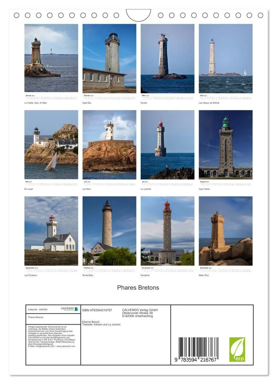 Bild: 9783594216767 | Phares Bretons (Wandkalender 2027 DIN A4 hoch), CALVENDO...