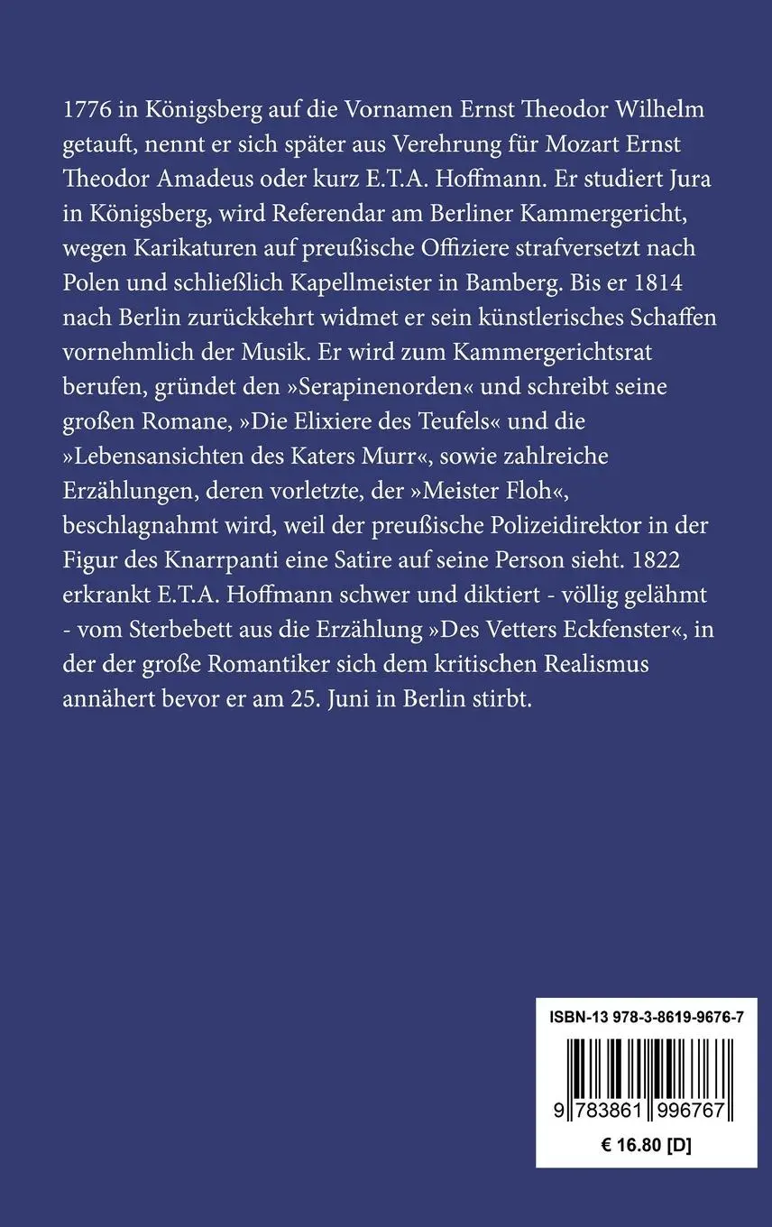 Rückseite: 9783861996767 | Kreisleriana | E. T. A. Hoffmann | Buch | 96 S. | Deutsch | 2016