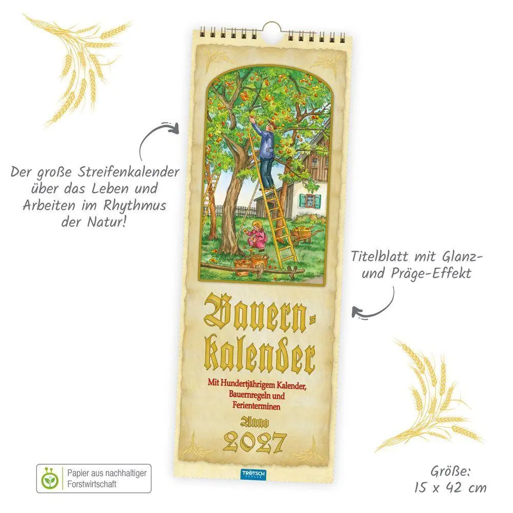 Bild: 9783988026767 | TRÖTSCH - Maxi-Streifenkalender Bauernkalender 2027 mit...