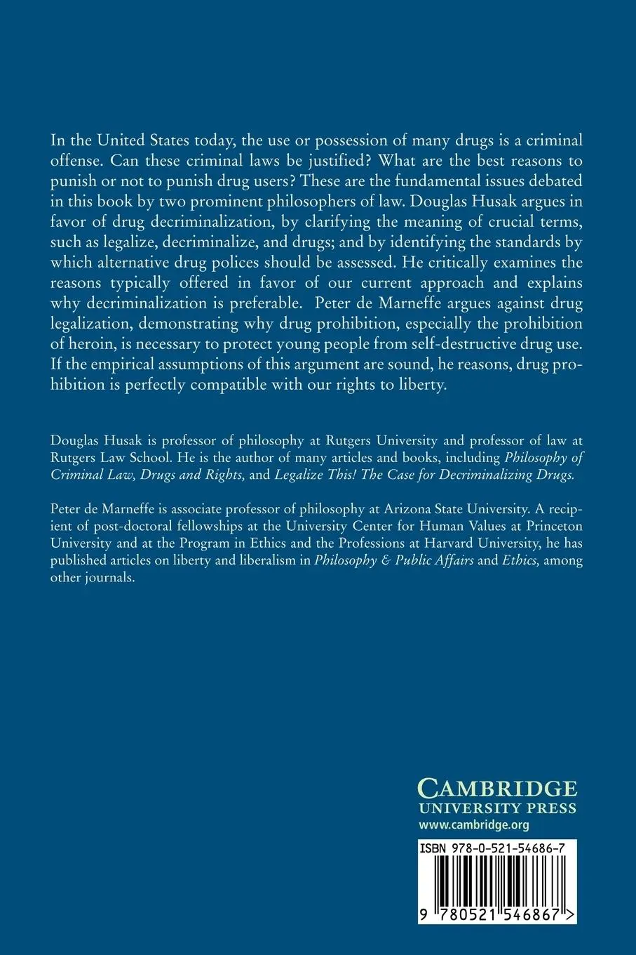 Rückseite: 9780521546867 | The Legalization of Drugs | Douglas N. Husak (u. a.) | Taschenbuch