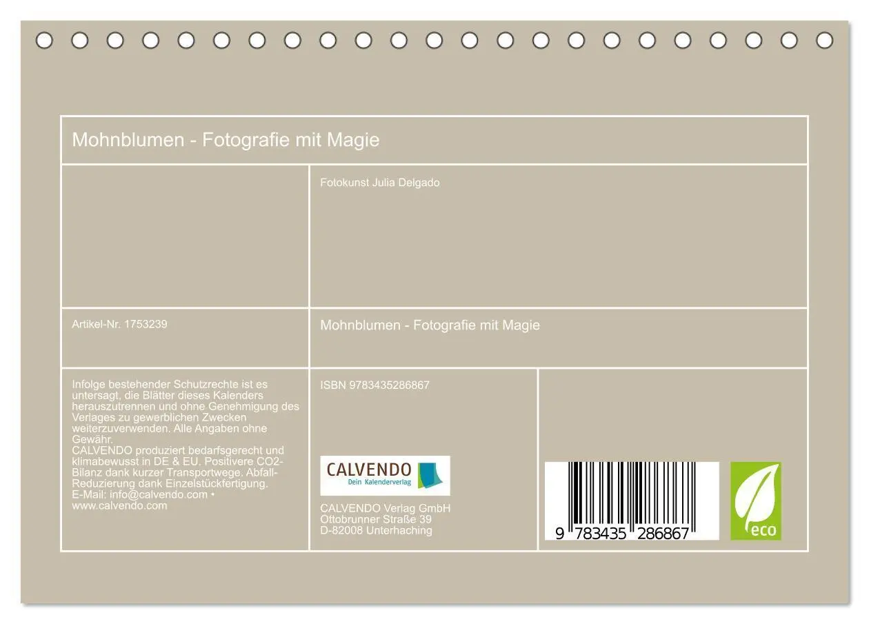 Bild: 9783435286867 | Mohnblumen - Fotografie mit Magie (Tischkalender 2025 DIN A5 quer),...