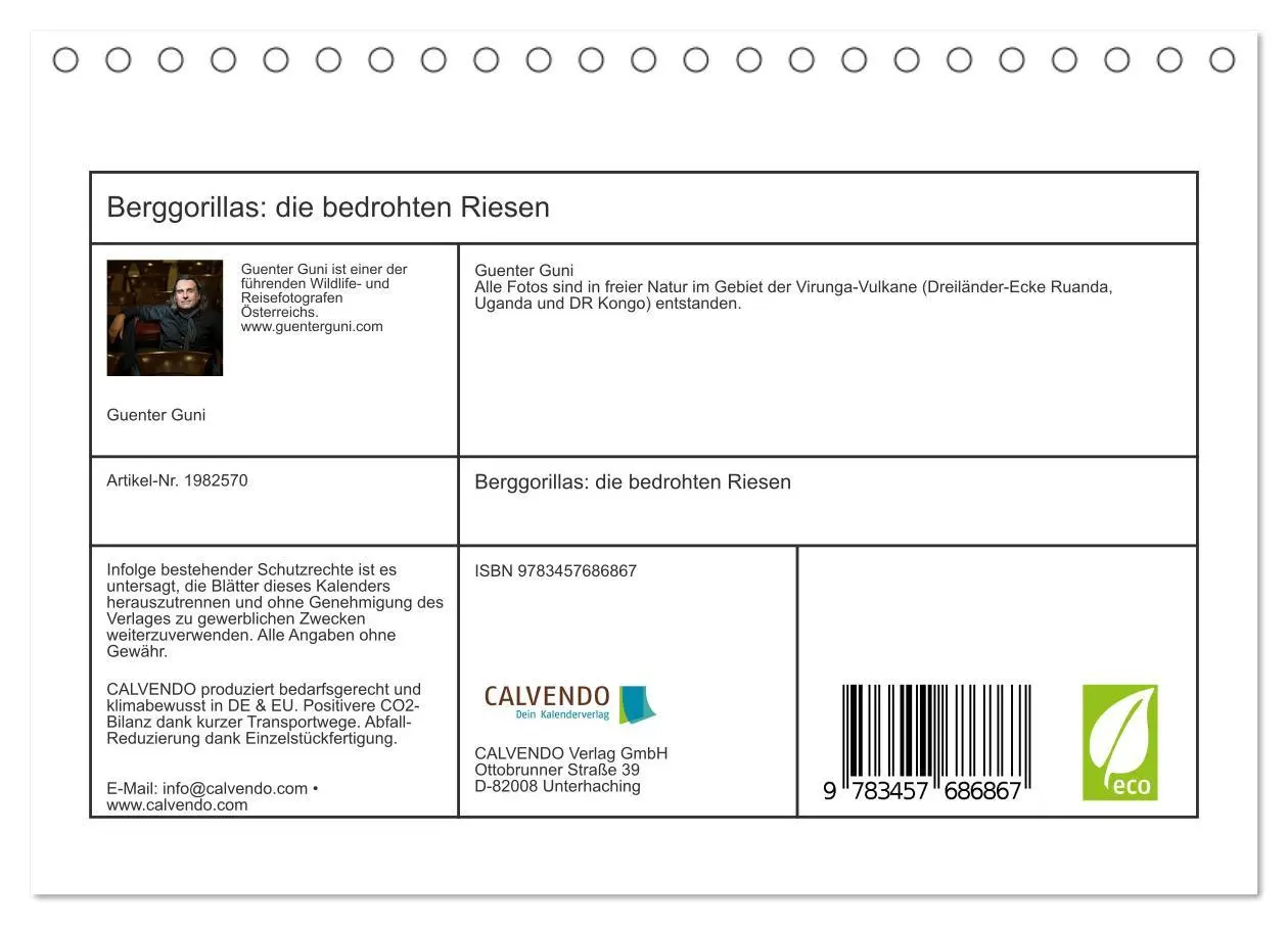 Bild: 9783457686867 | Berggorillas: die bedrohten Riesen (Tischkalender 2026 DIN A5...