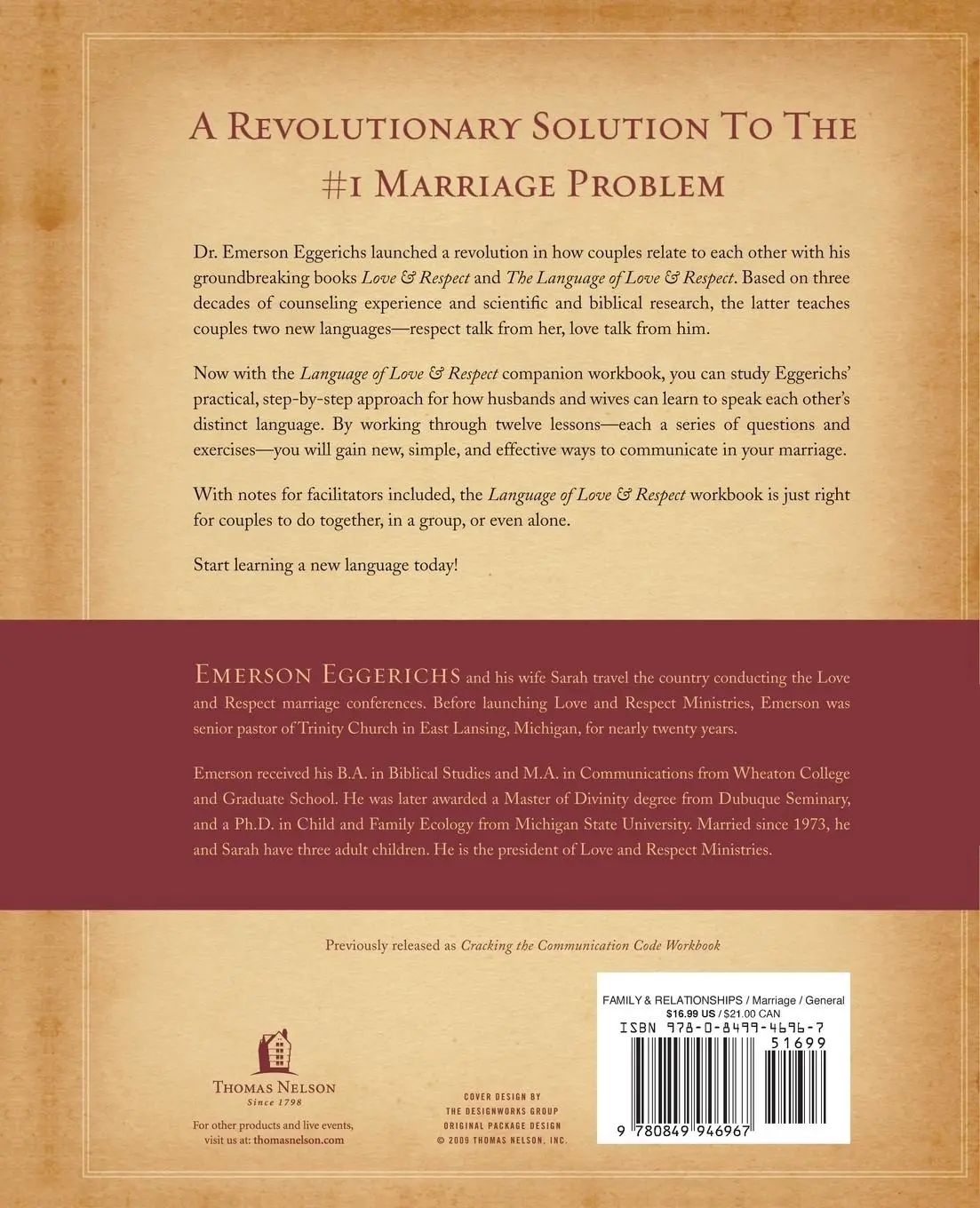 Rückseite: 9780849946967 | The Language of Love &amp; Respect Workbook | Emerson Eggerichs | Buch