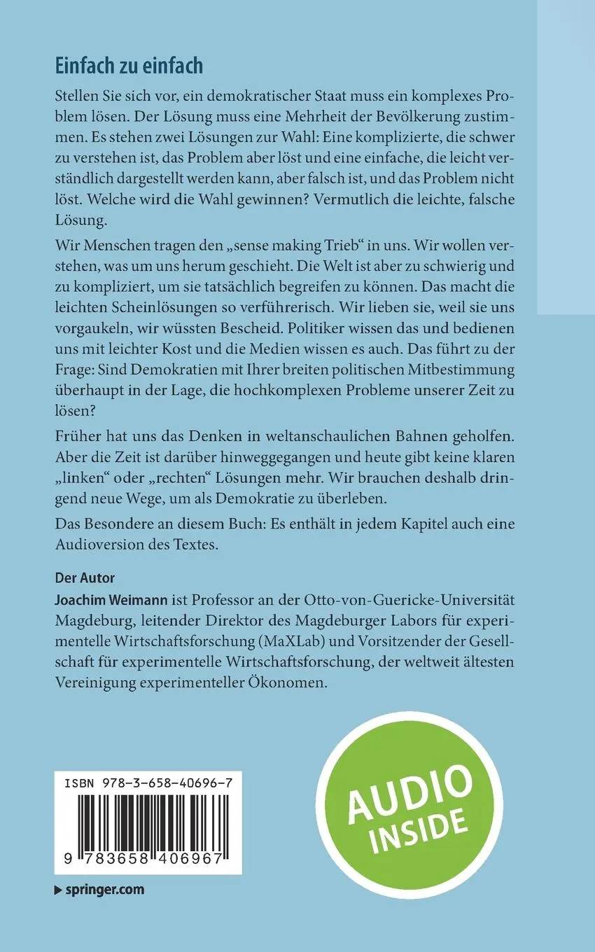 Rückseite: 9783658406967 | Einfach zu einfach | Joachim Weimann | Taschenbuch | X | Deutsch