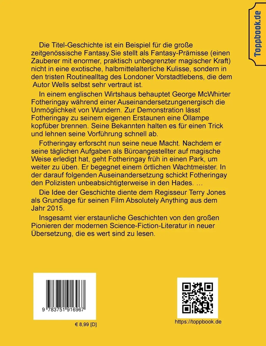 Rückseite: 9783751916967 | Der Mann, der Wunder vollbringen konnte | H. G. Wells (u. a.) | Buch