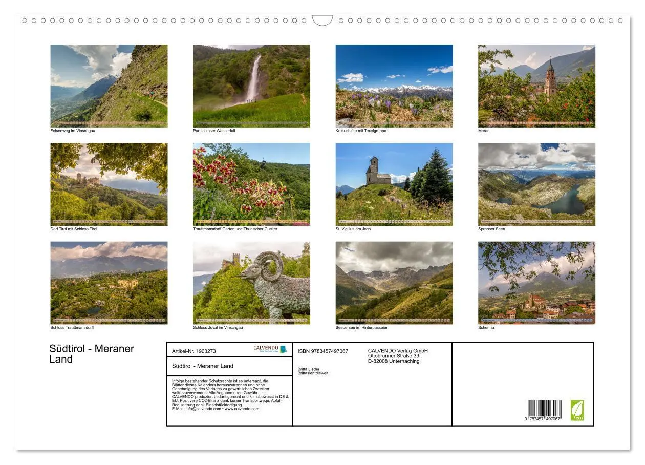 Bild: 9783457497067 | Südtirol - Meraner Land (Wandkalender 2026 DIN A2 quer), CALVENDO...