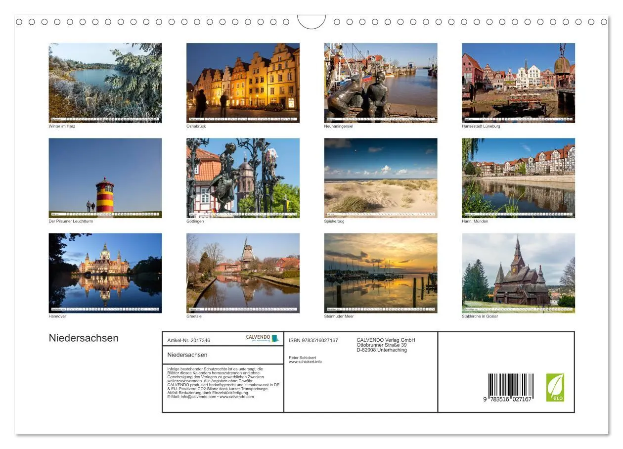 Bild: 9783516027167 | Niedersachsen (Wandkalender 2026 DIN A3 quer), CALVENDO Monatskalender
