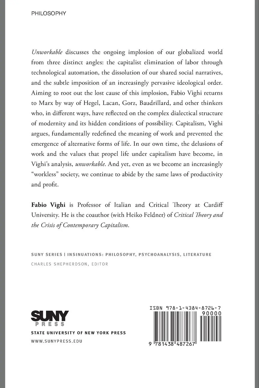 Rückseite: 9781438487267 | Unworkable | Delusions of an Imploding Civilization | Fabio Vighi