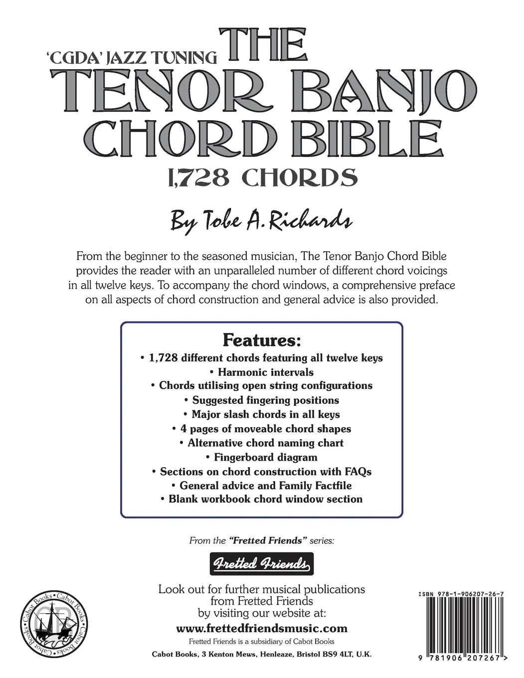 Rückseite: 9781906207267 | The Tenor Banjo Chord Bible | CGDA Standard 'Jazz' Tuning 1,728 Chords