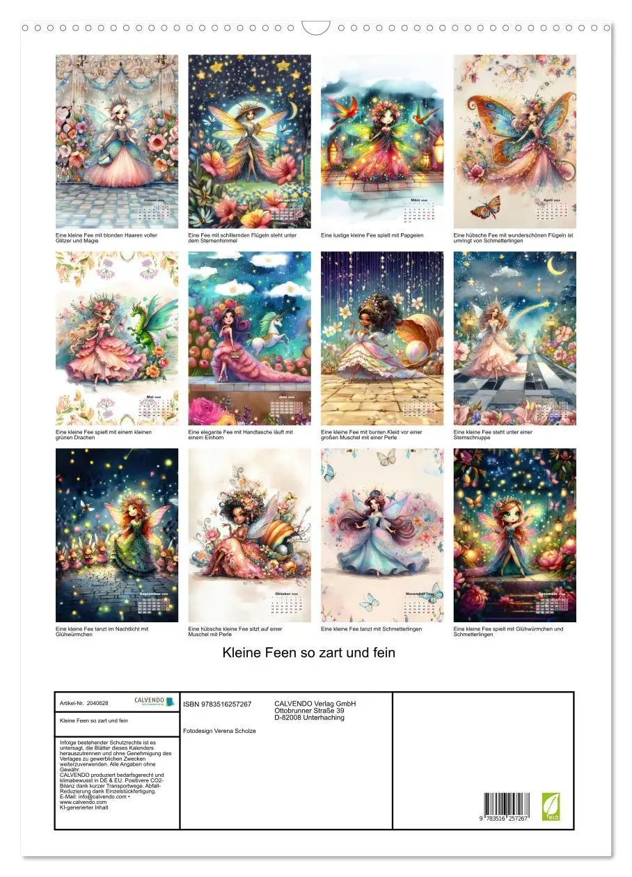 Bild: 9783516257267 | Kleine Feen so zart und fein (Wandkalender 2026 DIN A2 hoch),...