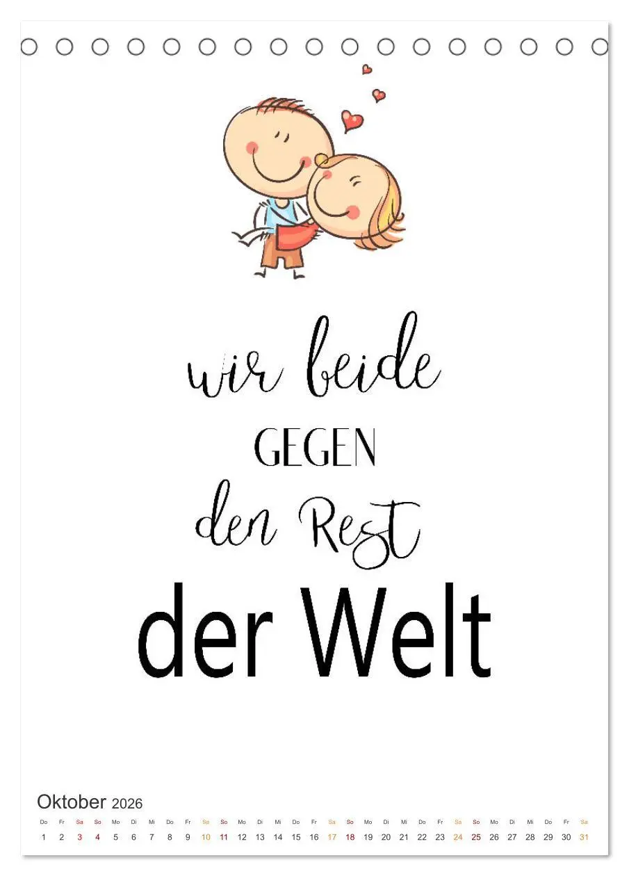 Bild: 9783516327267 | Liebessprüche (Tischkalender 2026 DIN A5 hoch), CALVENDO...