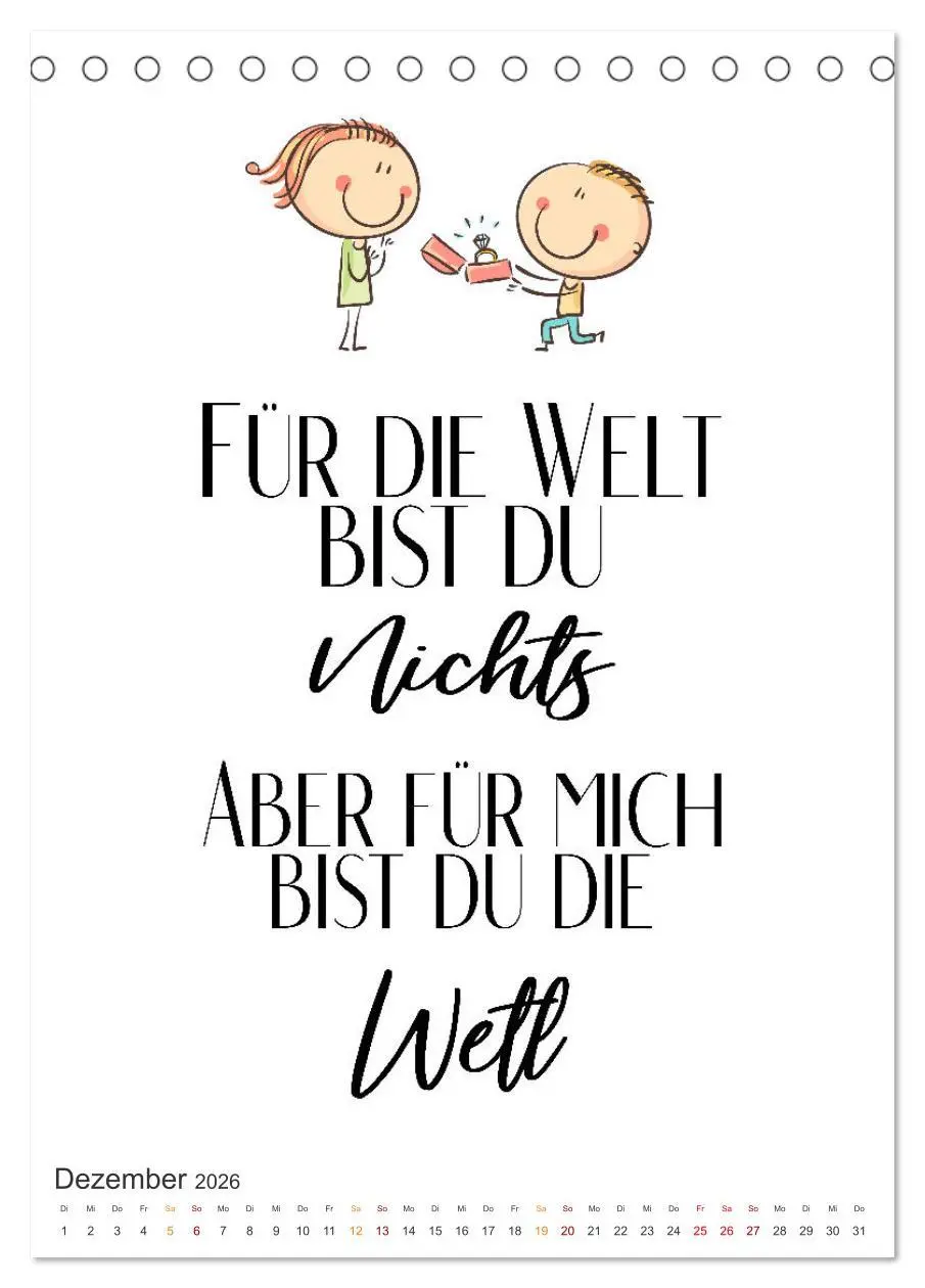 Bild: 9783516327267 | Liebessprüche (Tischkalender 2026 DIN A5 hoch), CALVENDO...