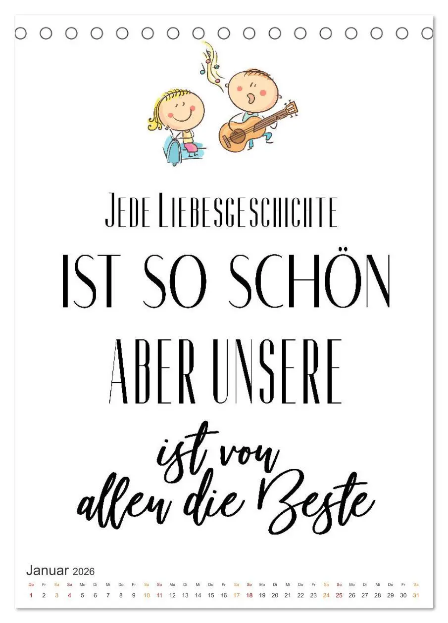 Bild: 9783516327267 | Liebessprüche (Tischkalender 2026 DIN A5 hoch), CALVENDO...