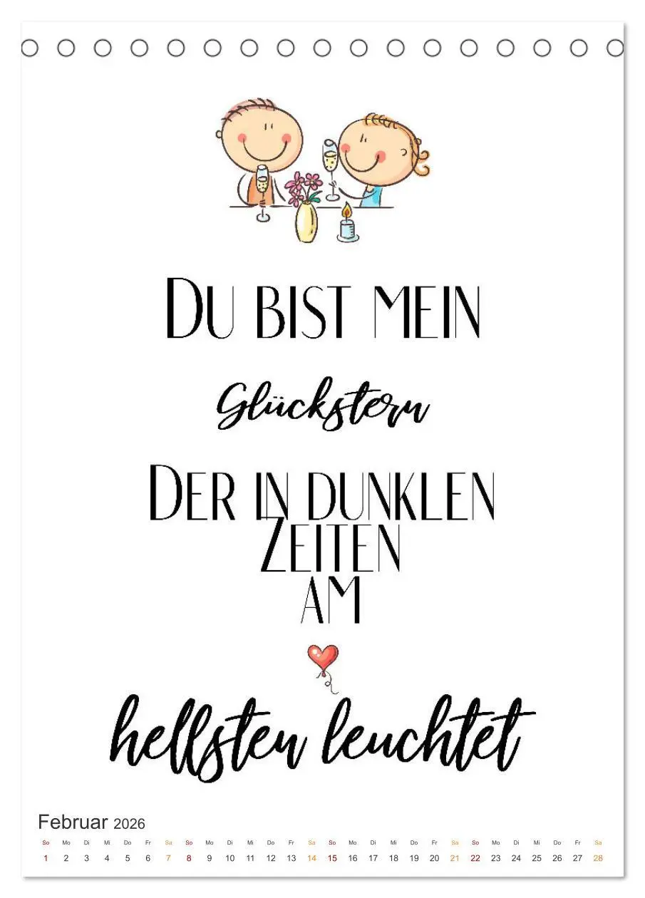 Bild: 9783516327267 | Liebessprüche (Tischkalender 2026 DIN A5 hoch), CALVENDO...
