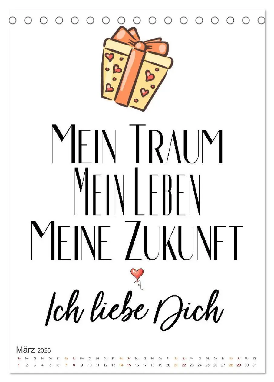 Bild: 9783516327267 | Liebessprüche (Tischkalender 2026 DIN A5 hoch), CALVENDO...