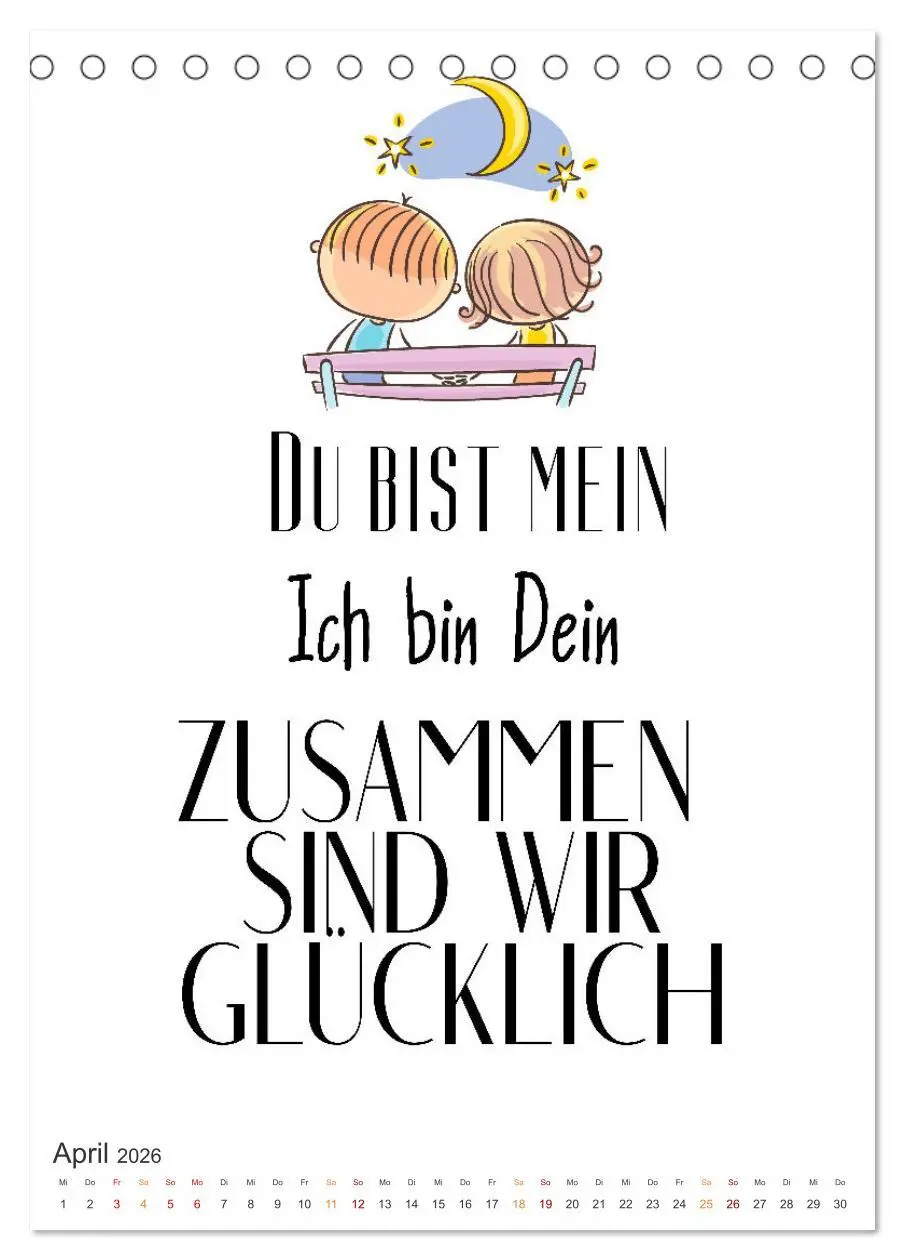 Bild: 9783516327267 | Liebessprüche (Tischkalender 2026 DIN A5 hoch), CALVENDO...