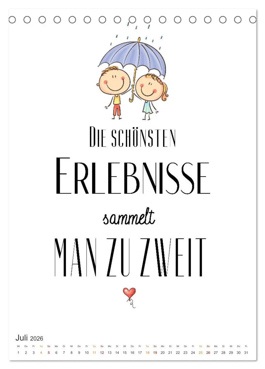Bild: 9783516327267 | Liebessprüche (Tischkalender 2026 DIN A5 hoch), CALVENDO...