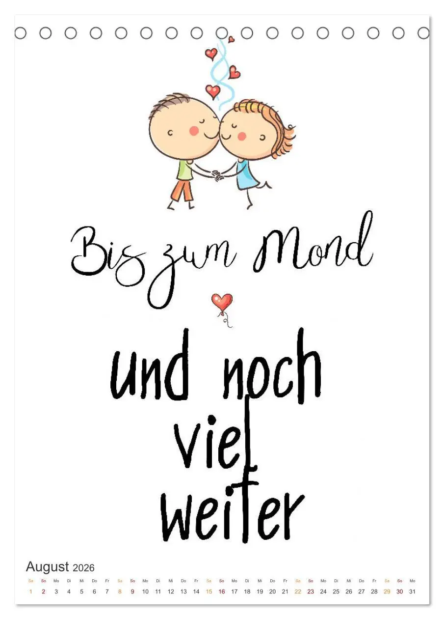 Bild: 9783516327267 | Liebessprüche (Tischkalender 2026 DIN A5 hoch), CALVENDO...