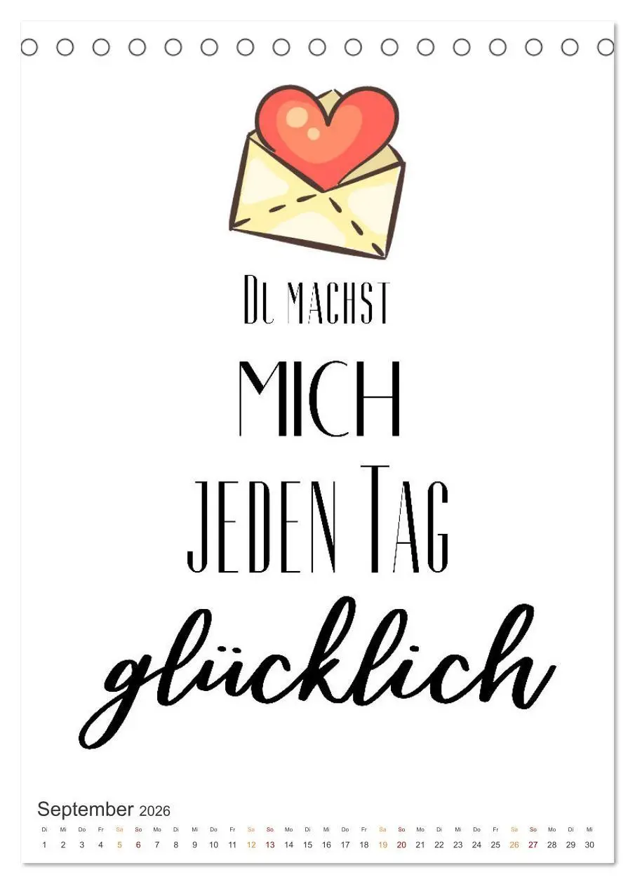 Bild: 9783516327267 | Liebessprüche (Tischkalender 2026 DIN A5 hoch), CALVENDO...