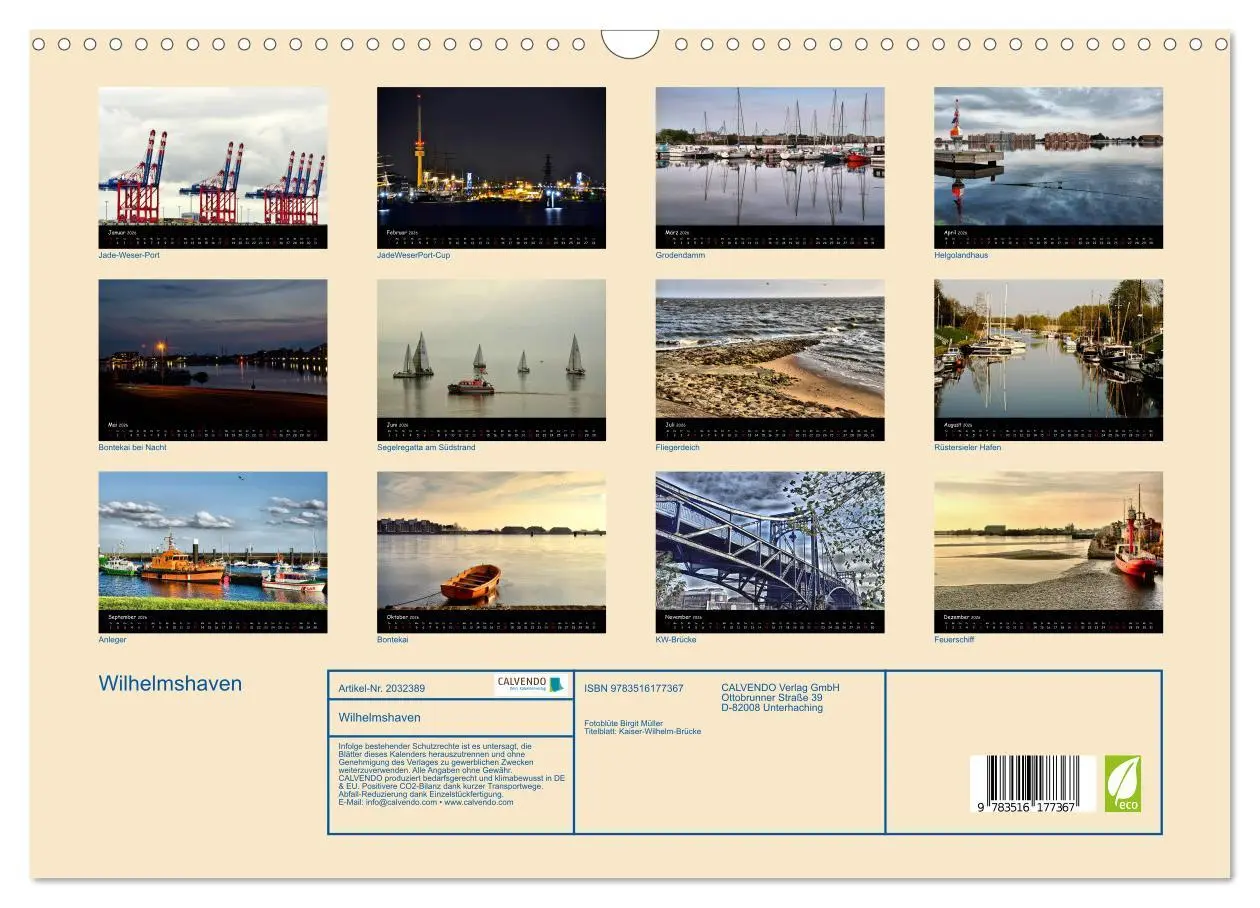 Bild: 9783516177367 | Wilhelmshaven (Wandkalender 2026 DIN A3 quer), CALVENDO Monatskalender
