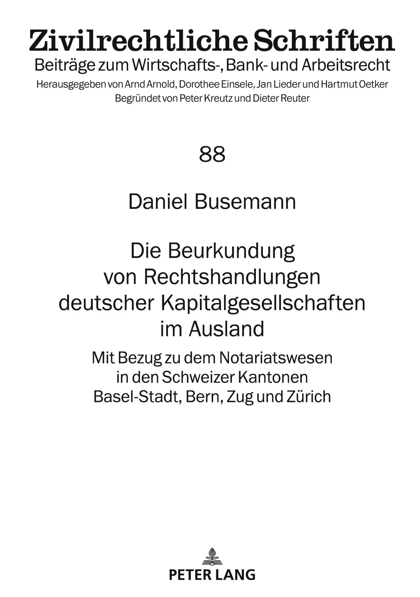 Cover: 9783631917367 | Die Beurkundung von Rechtshandlungen deutscher...
