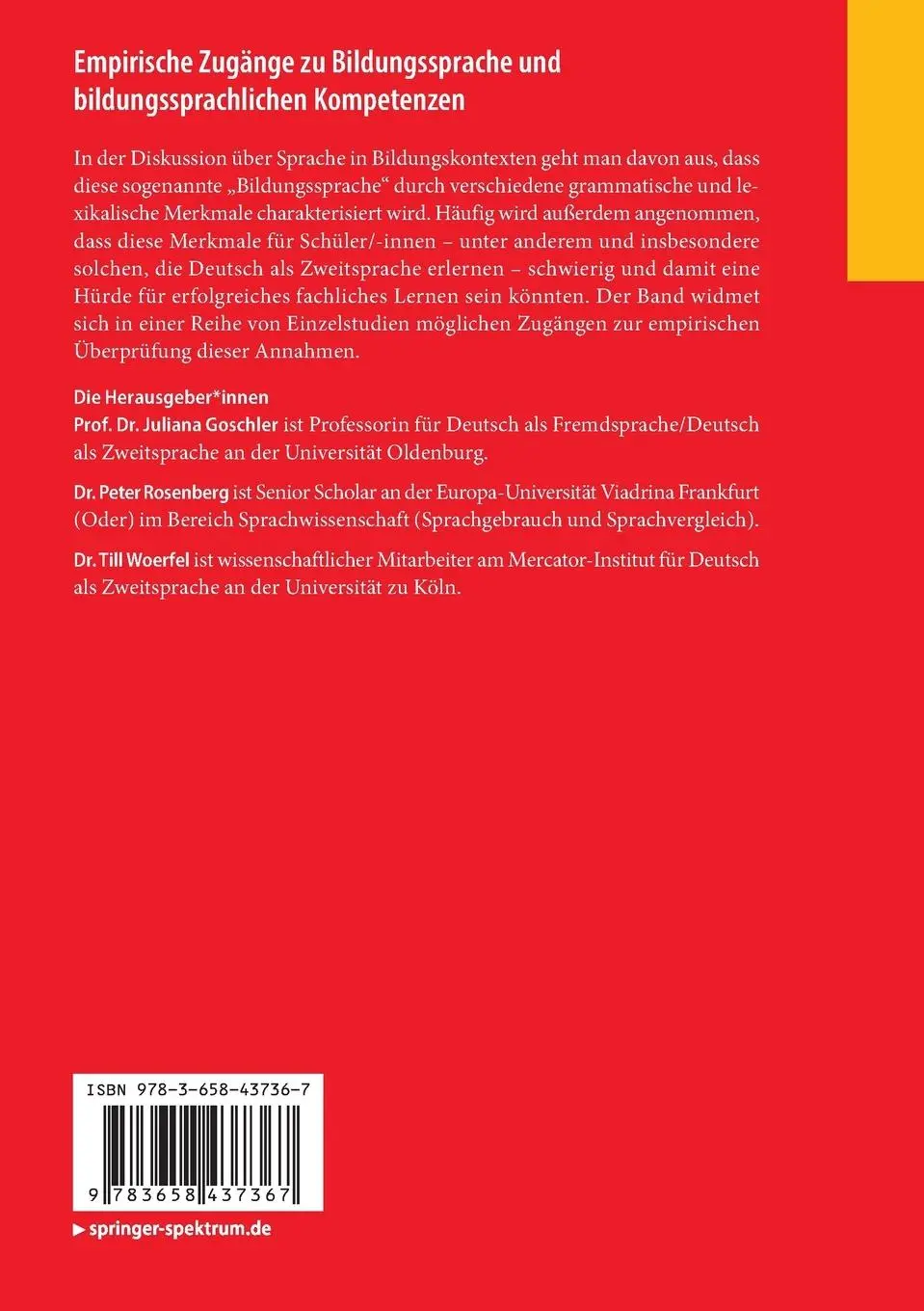 Rückseite: 9783658437367 | Empirische Zugänge zu Bildungssprache und bildungssprachlichen...