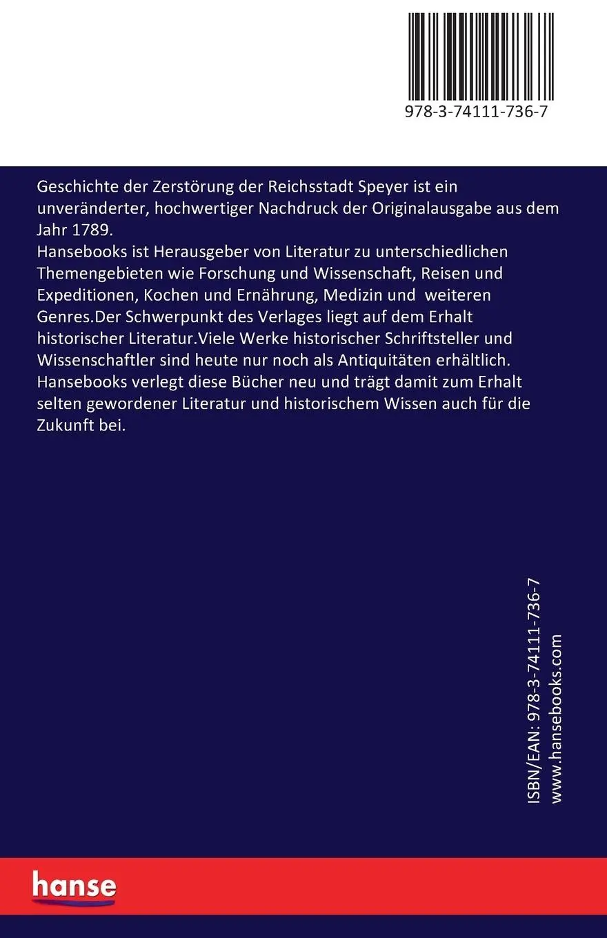 Rückseite: 9783741117367 | Geschichte der Zerstörung der Reichsstadt Speyer | Kuhlmann | Buch