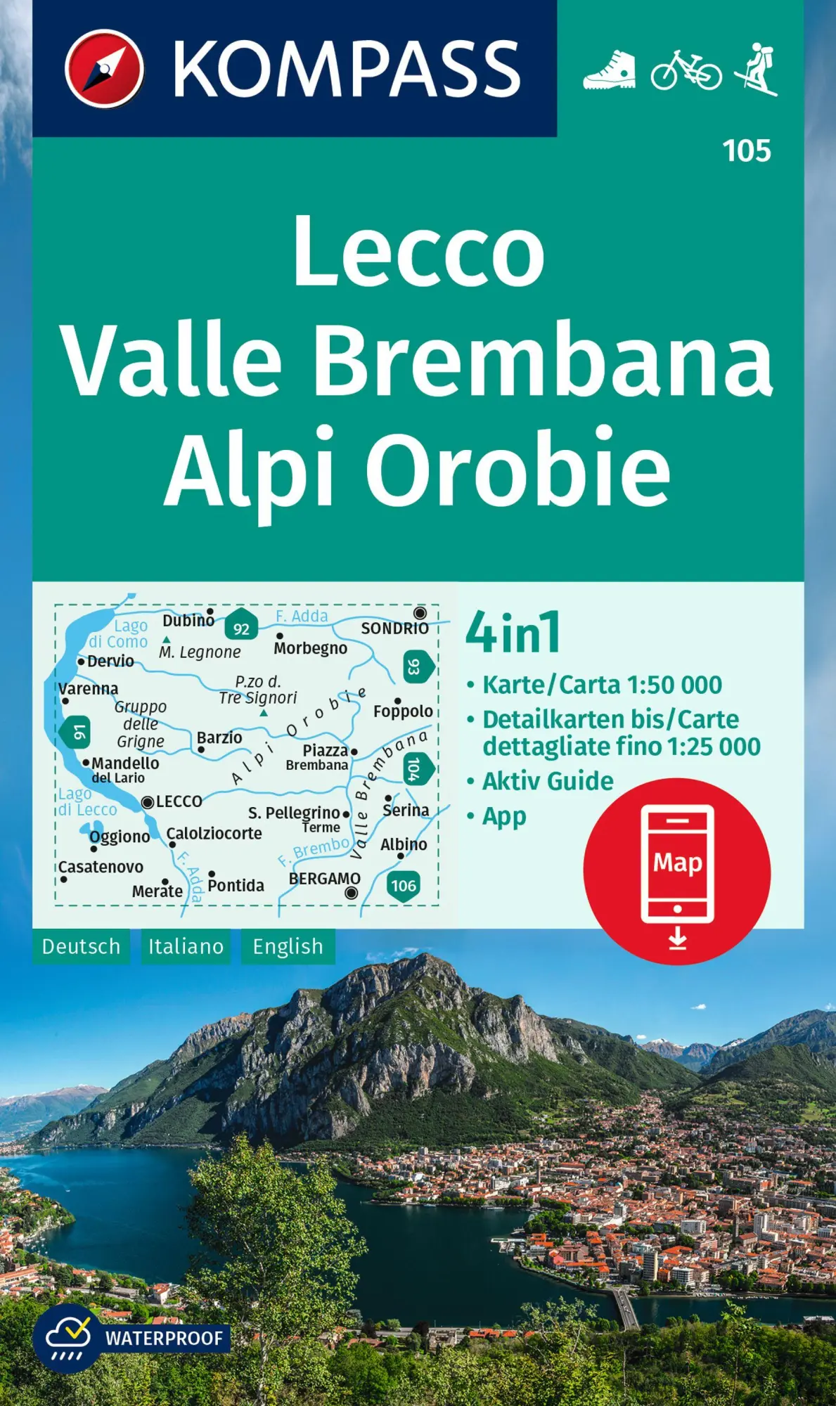 Cover: 9783991217367 | KOMPASS Wanderkarte 105 Lecco, Valle Brembana, Alpi Orobie 1:50.000