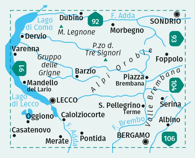 Bild: 9783991217367 | KOMPASS Wanderkarte 105 Lecco, Valle Brembana, Alpi Orobie 1:50.000