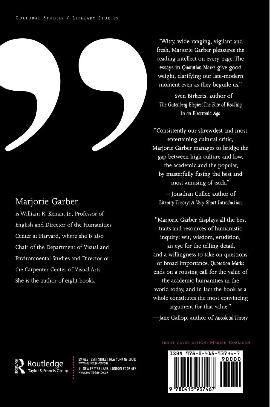 Rückseite: 9780415937467 | Quotation Marks | Marjorie Garber | Taschenbuch | Englisch | 2002