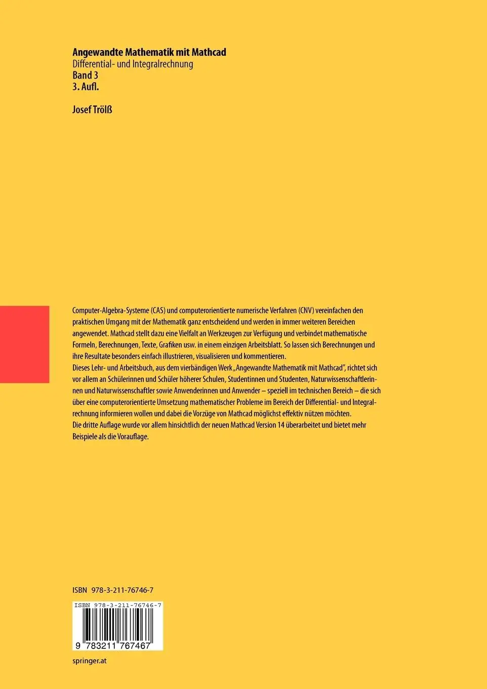 Rückseite: 9783211767467 | Angewandte Mathematik mit Mathcad. Lehr- und Arbeitsbuch | Josef Trölß