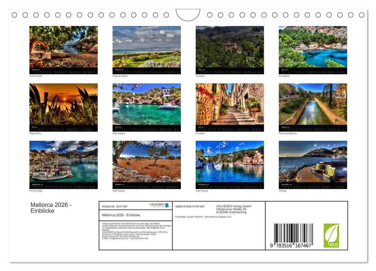 Bild: 9783516167467 | Mallorca 2026 - Einblicke (Wandkalender 2026 DIN A4 quer), CALVENDO...
