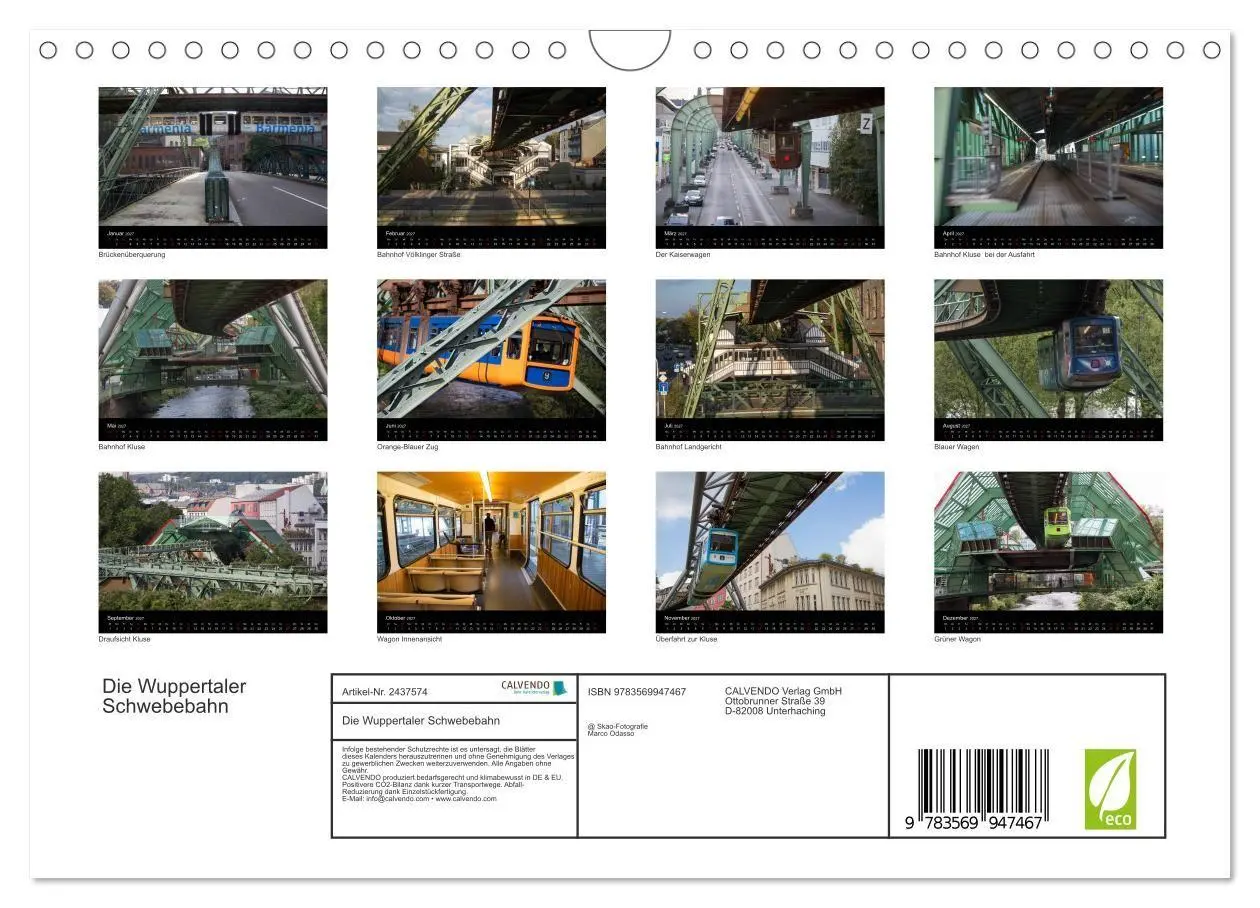 Bild: 9783569947467 | Die Wuppertaler Schwebebahn (Wandkalender 2027 DIN A4 quer),...