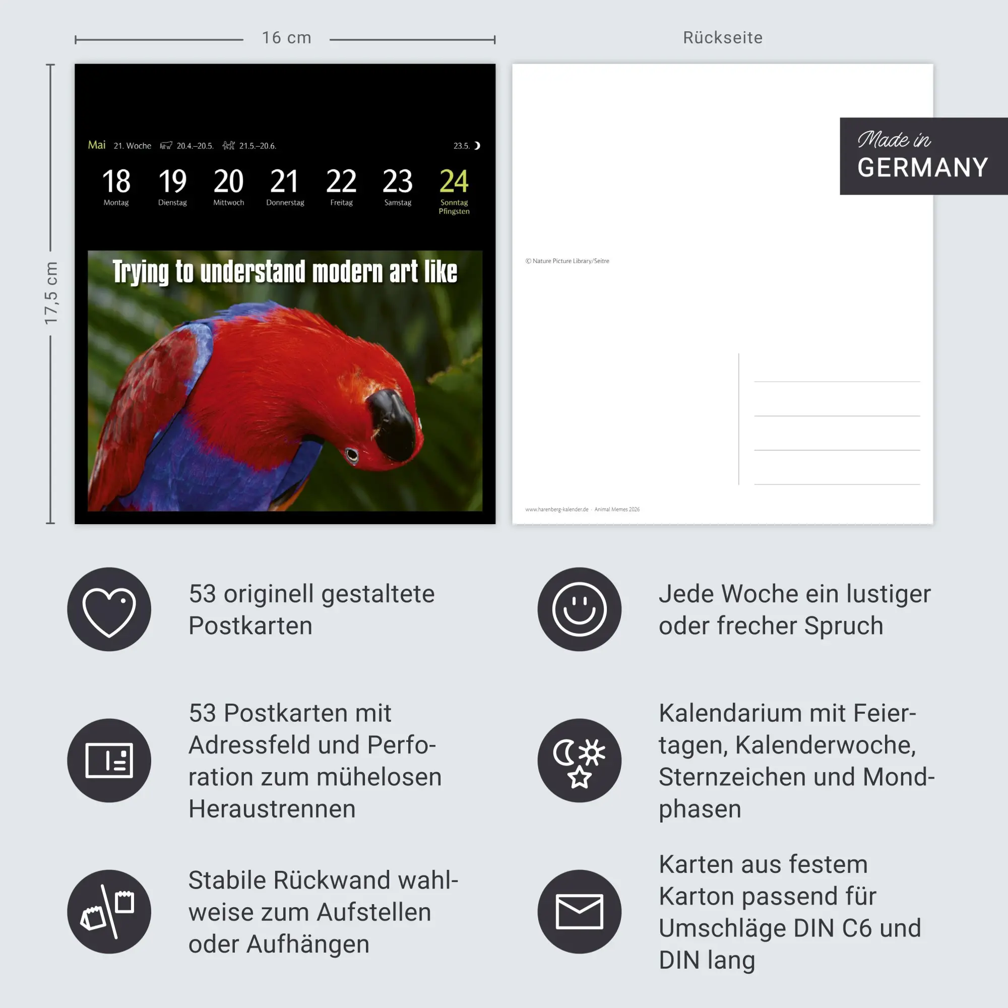 Bild: 9783840037467 | Animal Memes Postkartenkalender 2026 - 53 tierisch witzige Postkarten